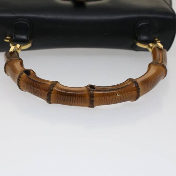 GUCCI Bamboo Hand Bag Leather Black 000.1781 Auth yk8245 - Picture 7 of 16